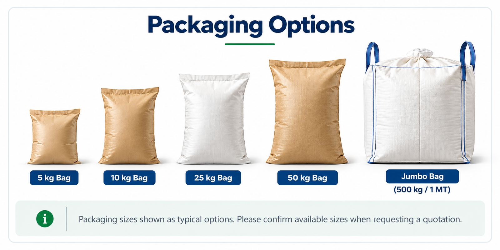 Chickpeas bulk packaging options